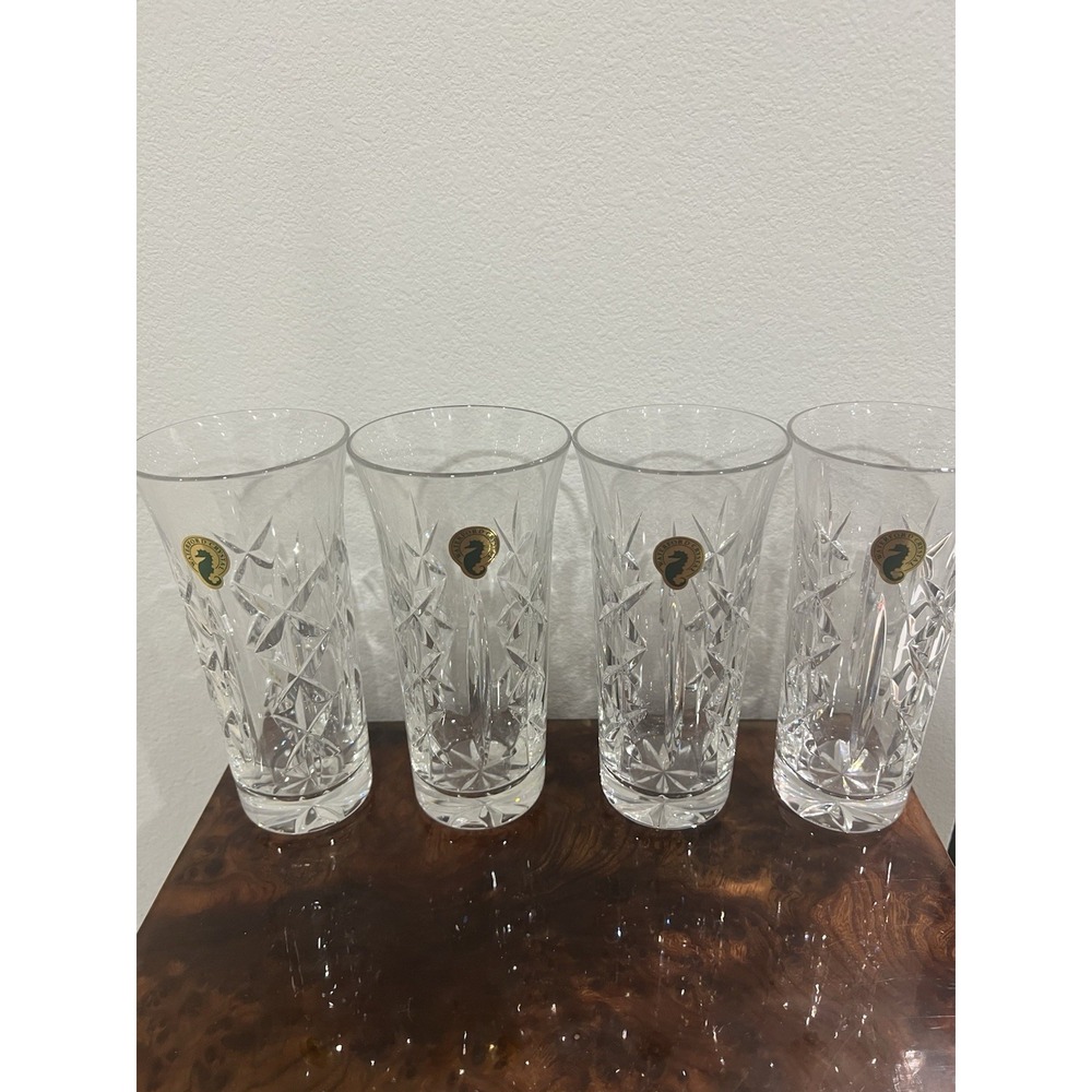 Waterford Rowena Pattern Iced Tea Lemonade Glasses 10oz Ireland Crystal Set of 4